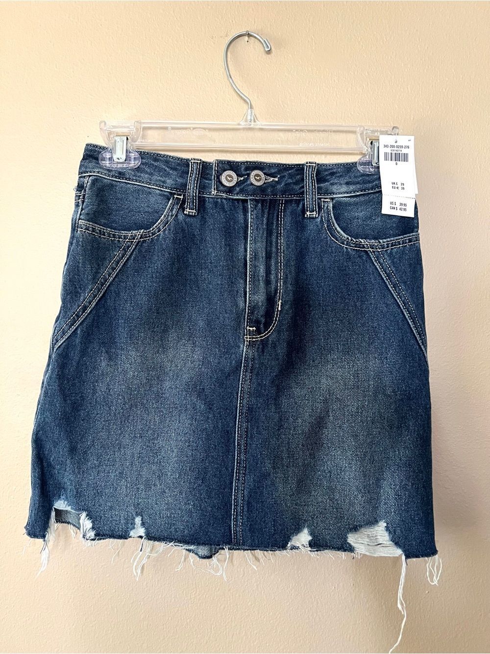 Hollister Ulta High Rise Distressed Denim Mini Skirt Size 0